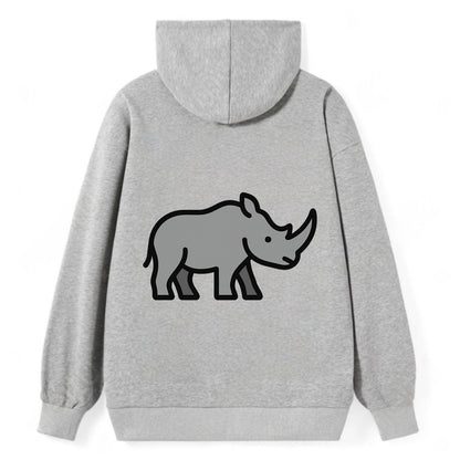 Rhinoceros - Gray with horn flat side profile - Classic Pullover Hoodie - Grey