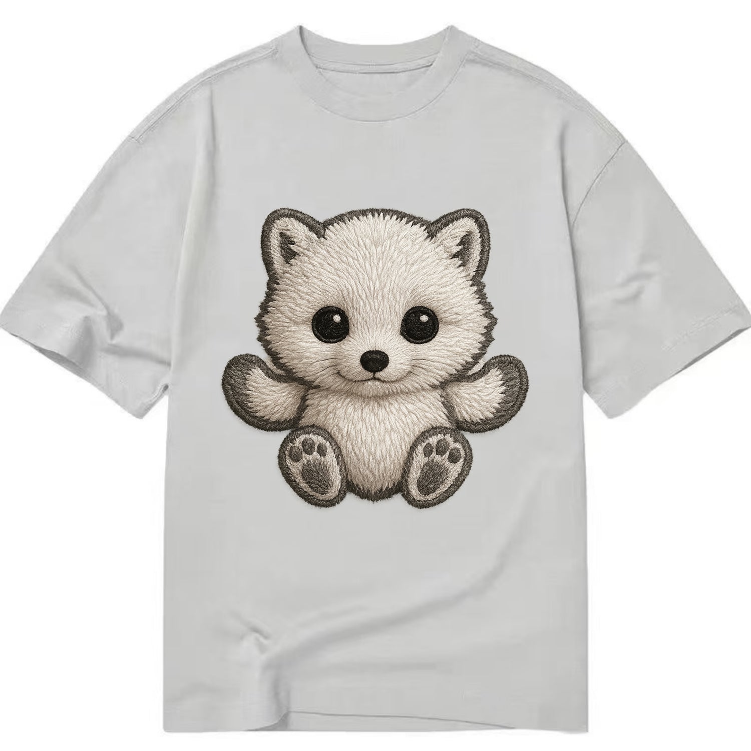 Baby Arctic Fox - white fluffy, tiny black nose, bright curious eyes, - Classic T-shirt - Grey