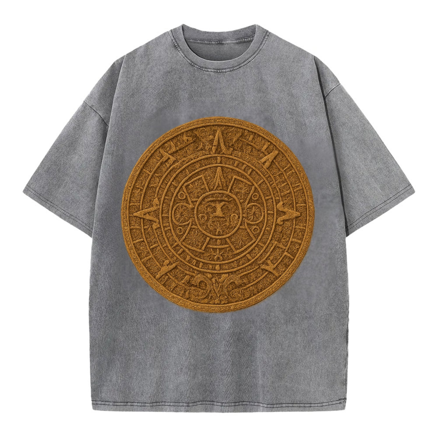 Aztec Calendar  - Vintage T-shirt - Grey