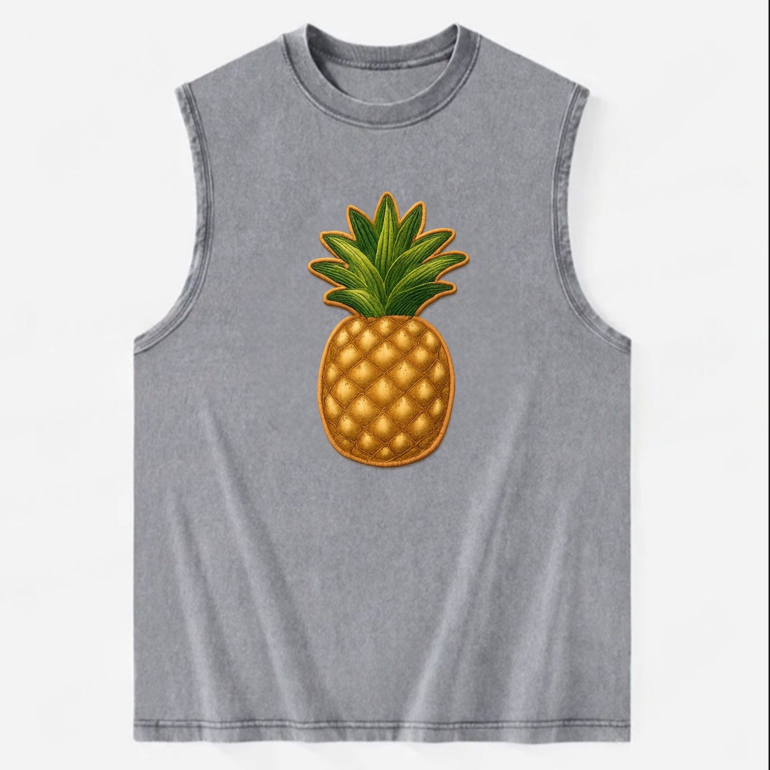 PINEAPPLE CROWN - tropical fruit in yellow and green , hospitality - Vintage Washed Tank - Grey
