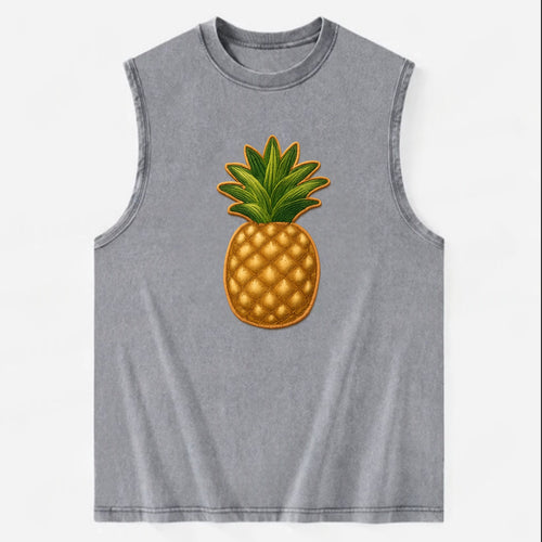 PINEAPPLE CROWN - tropical fruit in yellow and green , hospitality - Vintage Washed Tank