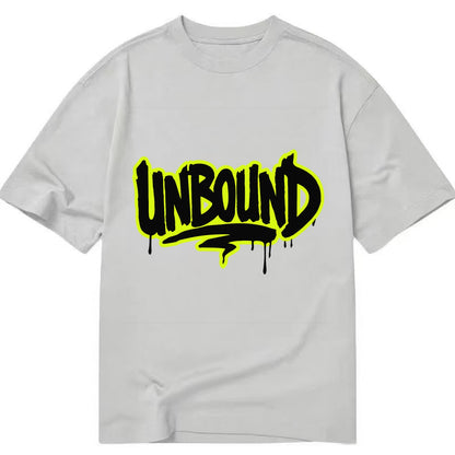 Bold typography design - "UNBOUND" - without limits, free from constraints - Classic T-shirt - Grey