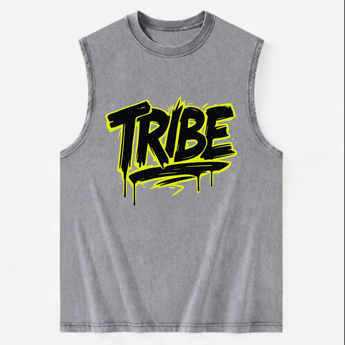 Bold typography design - "TRIBE" - your community, your group - Vintage Washed Tank - Grey