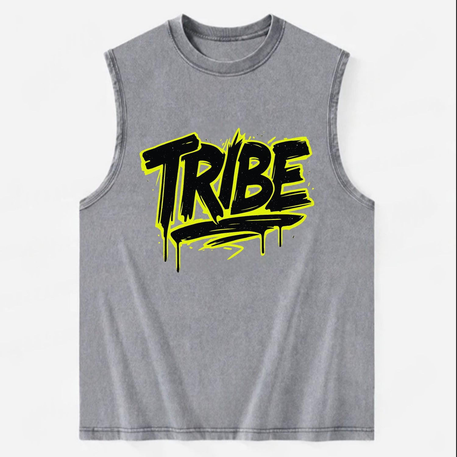Bold typography design - "TRIBE" - your community, your group - Vintage Washed Tank - Grey