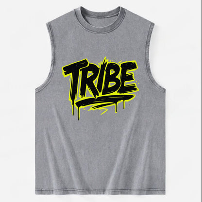 Bold typography design - "TRIBE" - your community, your group - Vintage Washed Tank - Grey