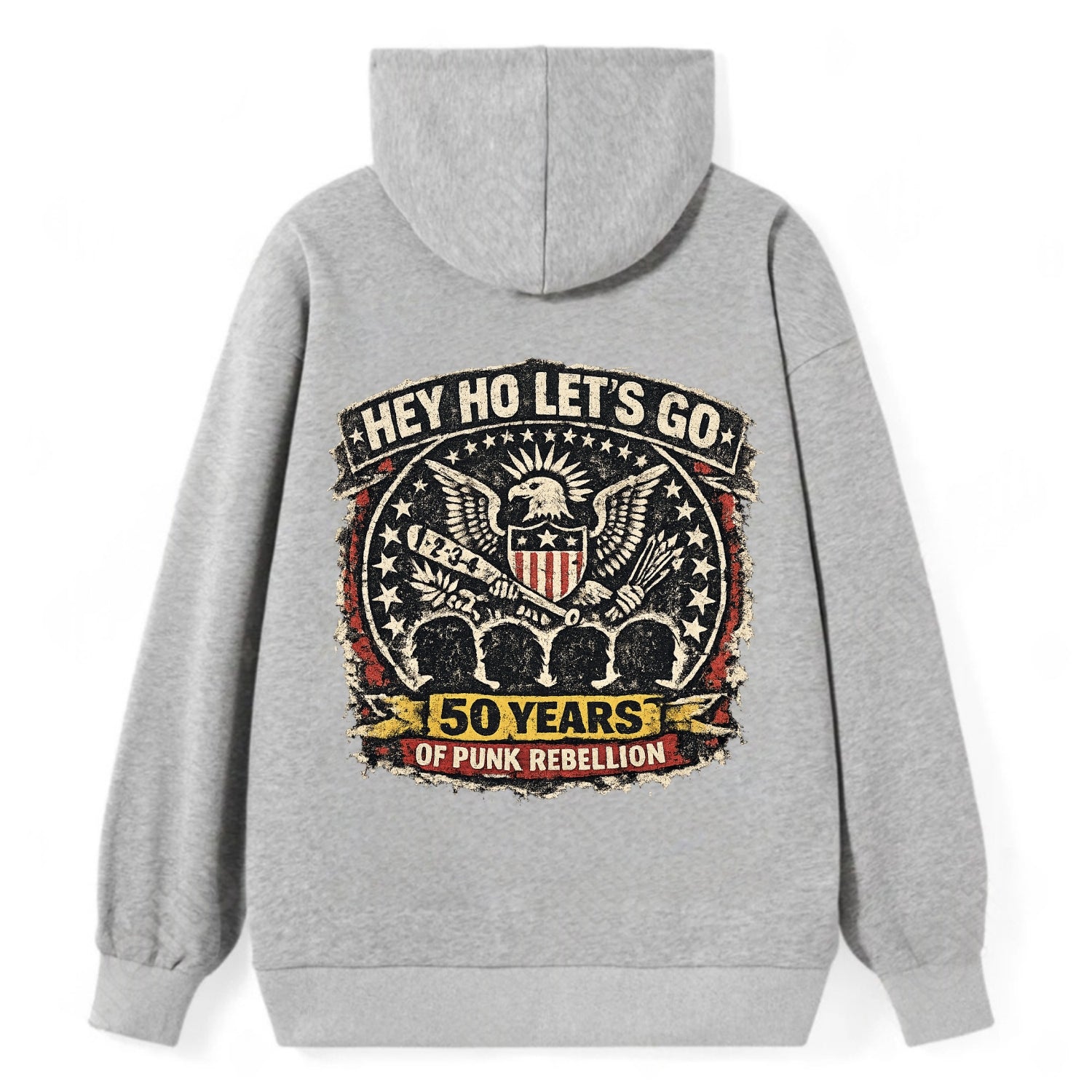 RAMONES LEGACY | Hey Ho Let's Go typography | Presidential seal parody | - Classic Pullover Hoodie - Grey