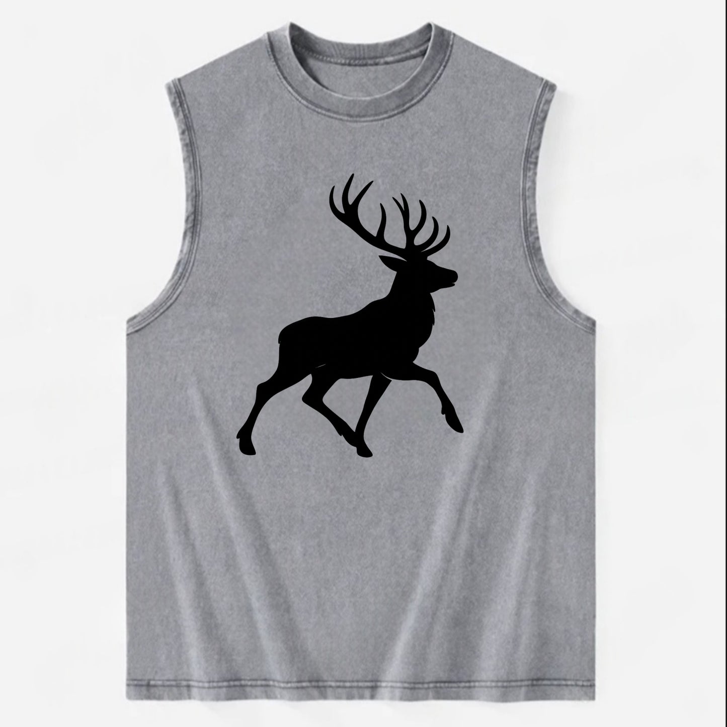 Deer with majestic antlers - Vintage Washed Tank - Grey