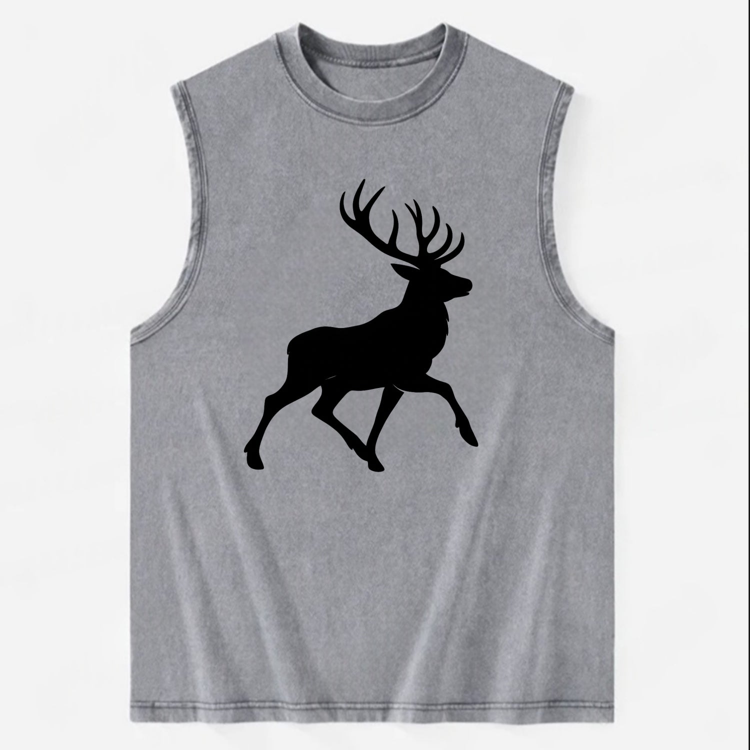 Deer with majestic antlers - Vintage Washed Tank - Grey