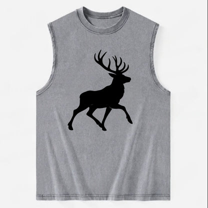 Deer with majestic antlers - Vintage Washed Tank - Grey