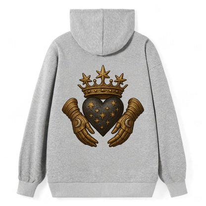 Ice crystal crown framing a frosted heart with fur-trimmed winter hands - Classic Pullover Hoodie - Grey