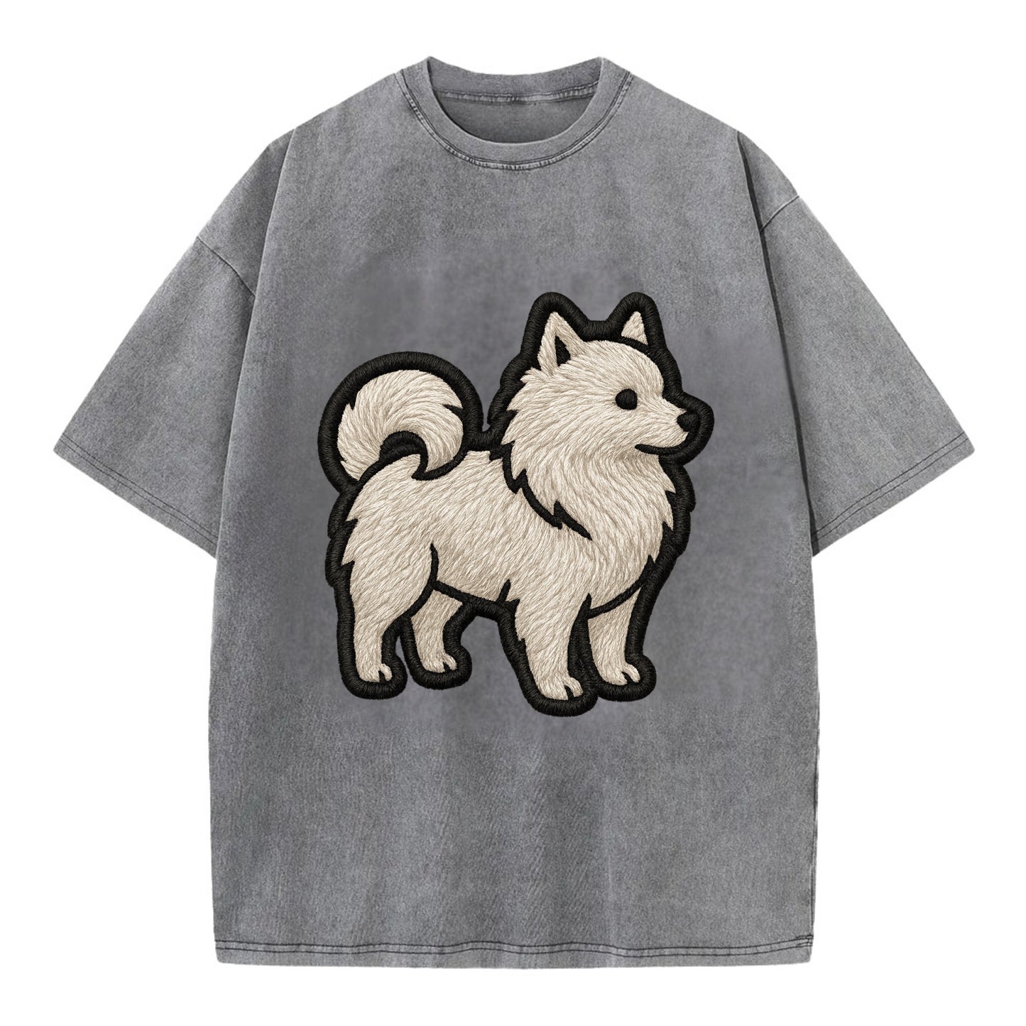 Japanese Spitz - Contemporary white spit - Vintage T-shirt - Grey