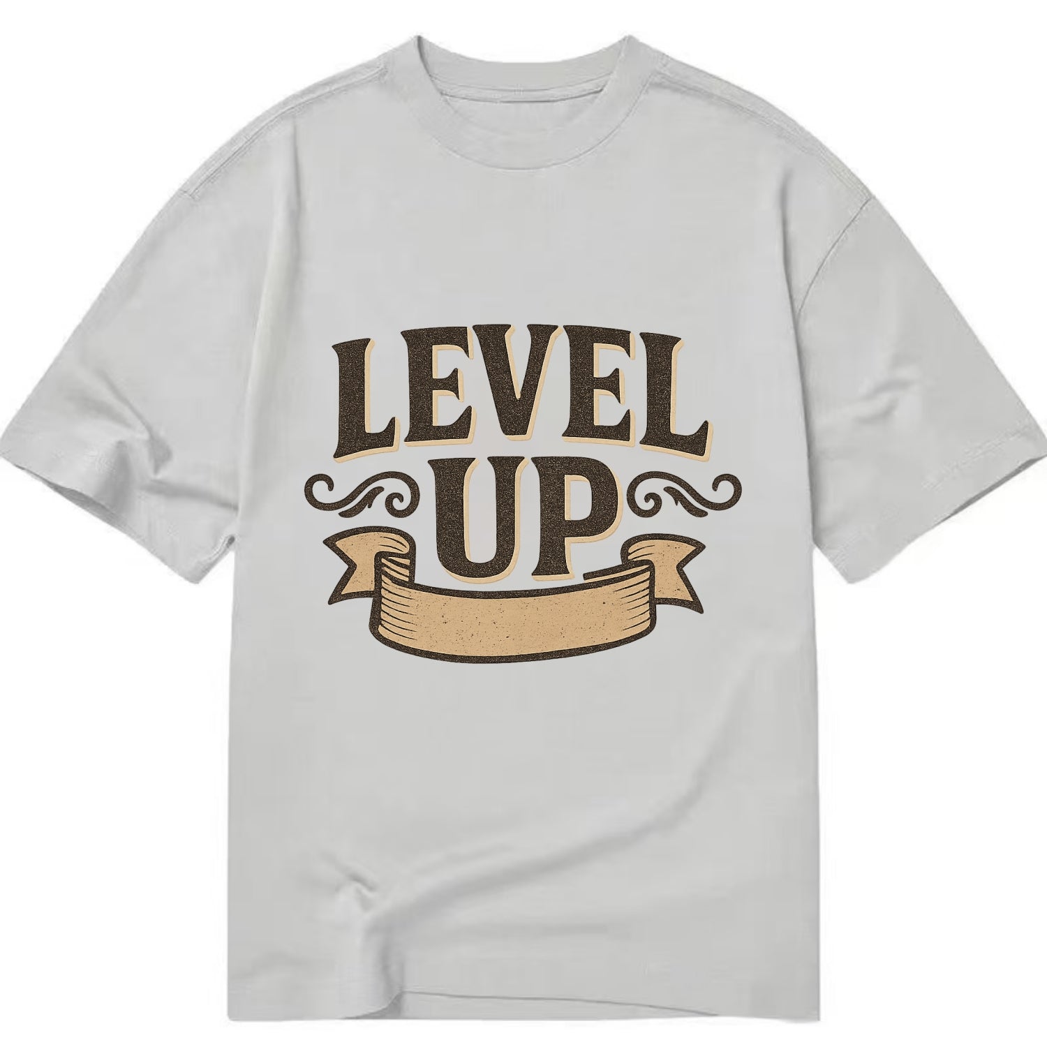 Bold typography design - "LEVEL UP" - improving, advancing, growing - Classic T-shirt - Grey