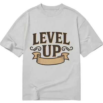Bold typography design - "LEVEL UP" - improving, advancing, growing - Classic T-shirt - Grey