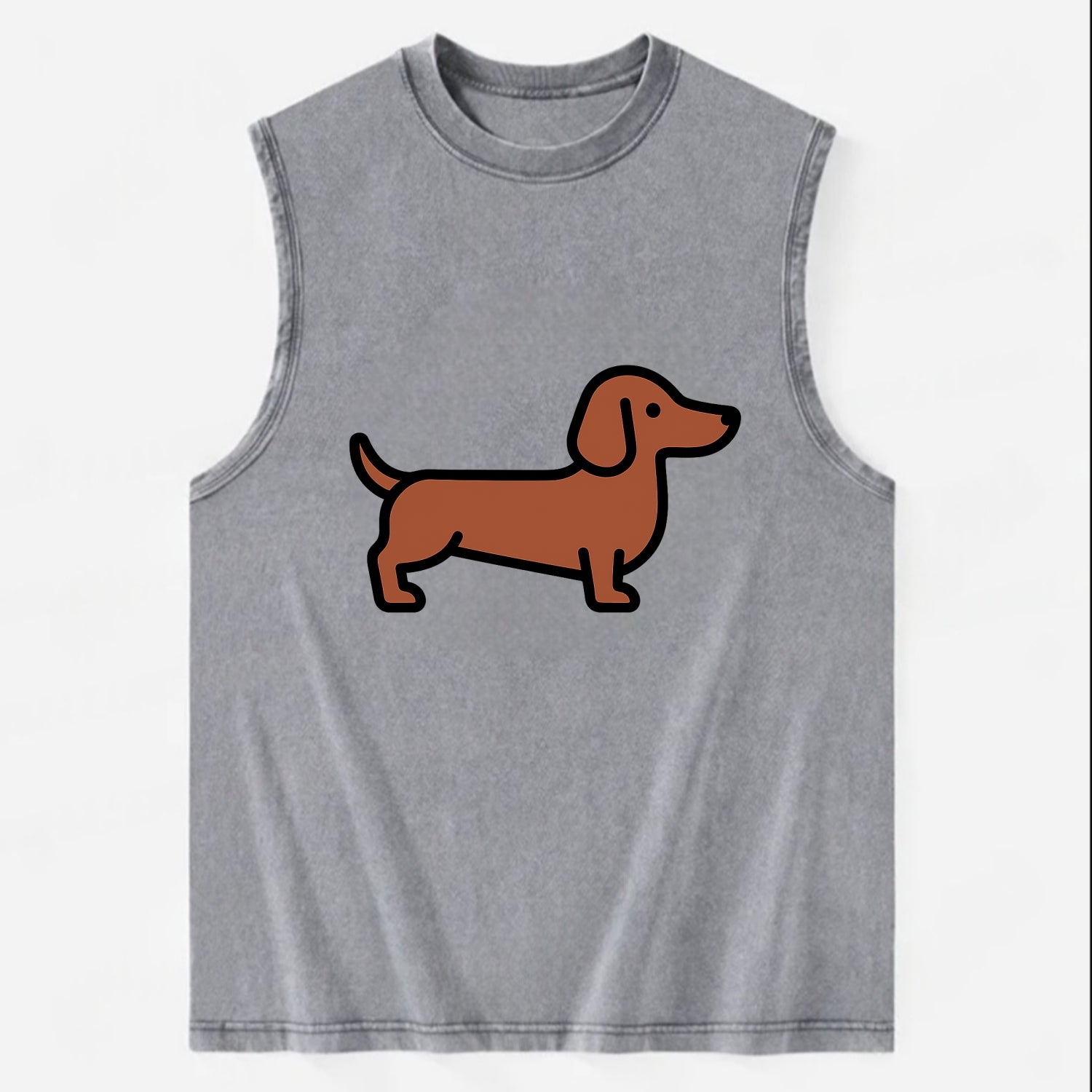 Dachshund - Red/brown smooth flat side profile - Vintage Washed Tank - Grey