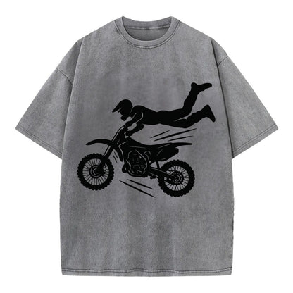 Motocross rider airborne trick - Vintage T-shirt - Grey