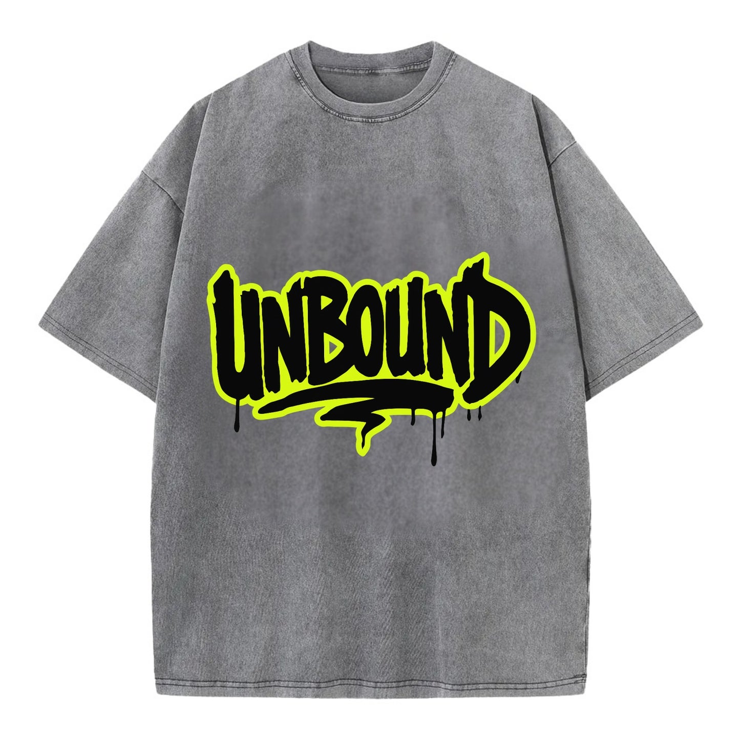 Bold typography design - "UNBOUND" - without limits, free from constraints - Vintage T-shirt - Grey