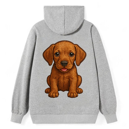 Baby Vizsla Puppy - golden rust coat, soulful eyes, athletic build, - Classic Pullover Hoodie - Grey