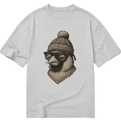 Virginia Cardinal wearing Richmond beanie with pom pom and wayfarer sunglasses - Classic T-shirt - Grey