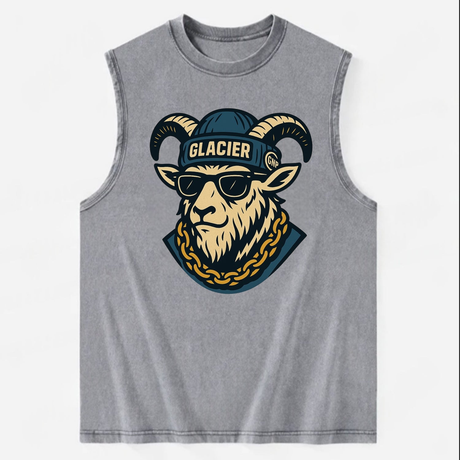 Glacier Mountain Goat - Vintage Washed Tank - Grey