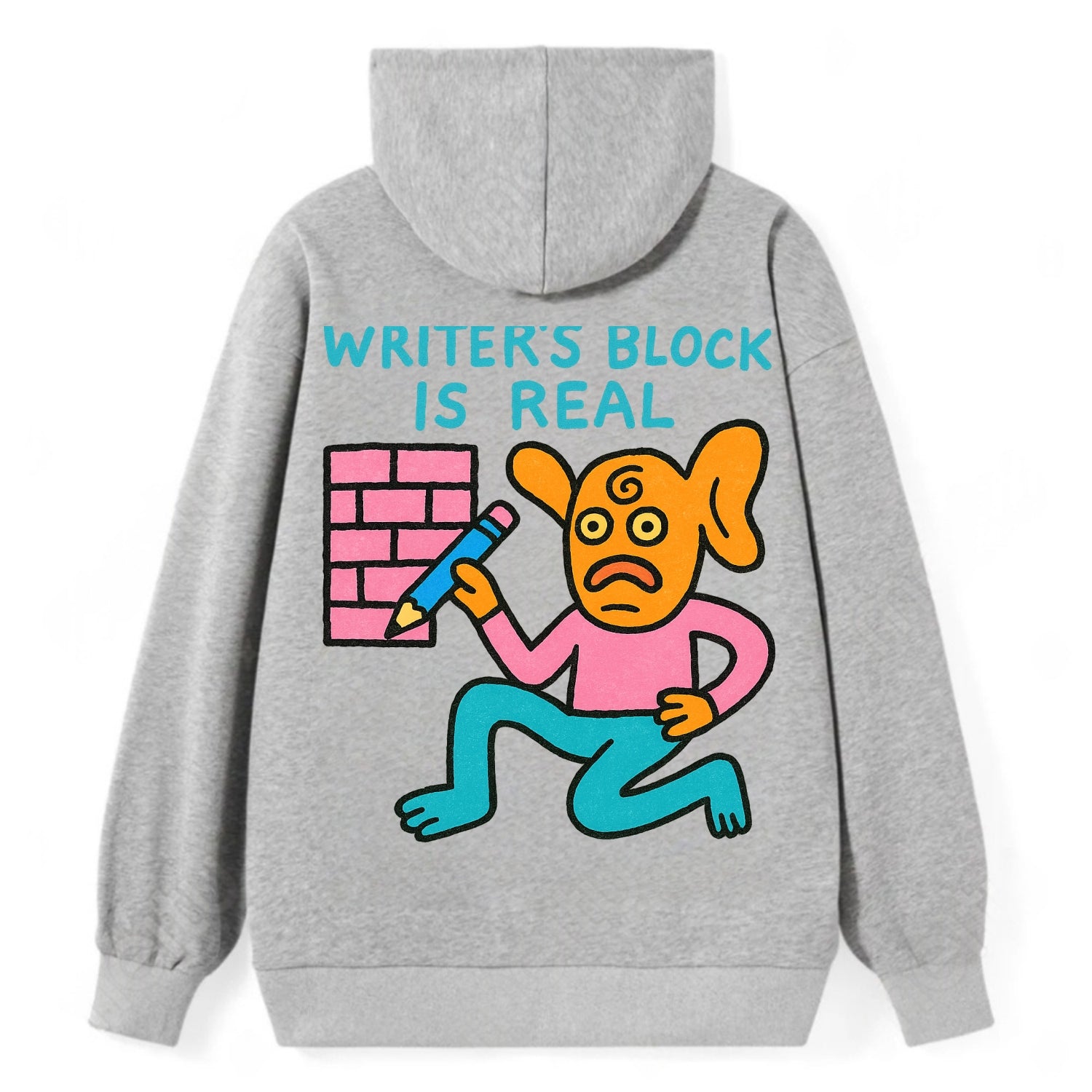 WRITERS BLOCK IS REAL | Brick wall with pencil - Classic Pullover Hoodie - Grey
