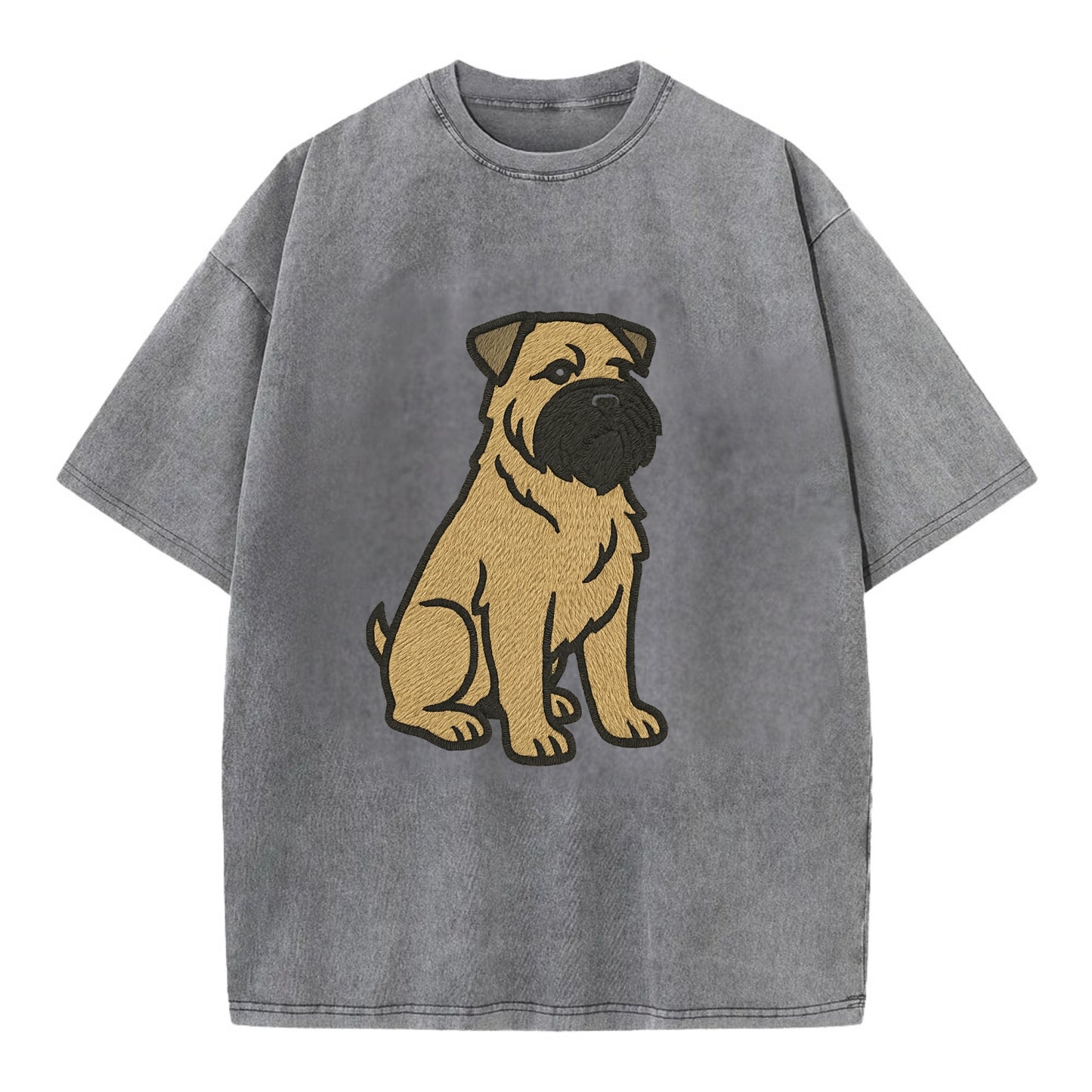 Bouvier des Flandres - Fawn rough coat embroidered design - Vintage T-shirt - Grey