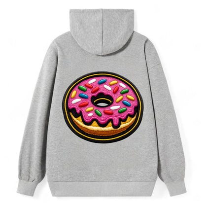 DONUT SPRINKLES - glazed donut with sprinkles in pink and rainbow , sweet - Classic Pullover Hoodie - Grey