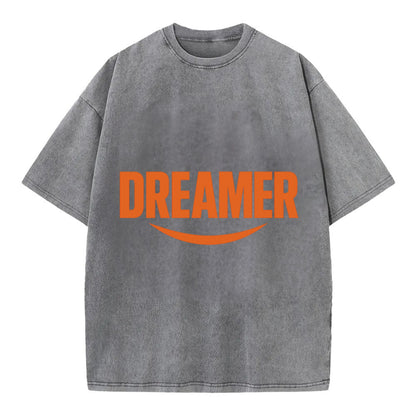Bold typography design - "DREAMER" - imagination, seeing possibilities - Vintage T-shirt - Grey