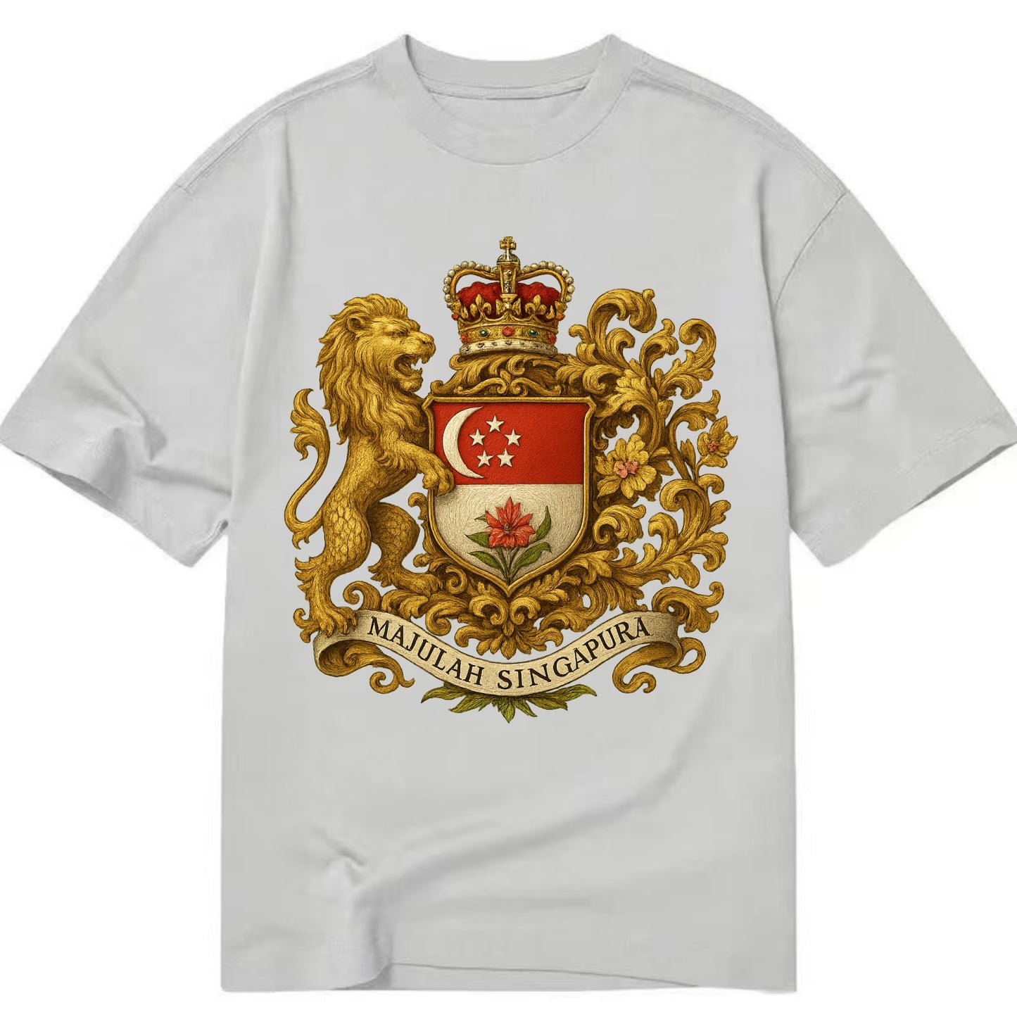 Singapore Merlion Emblem  - Classic T-shirt - Grey
