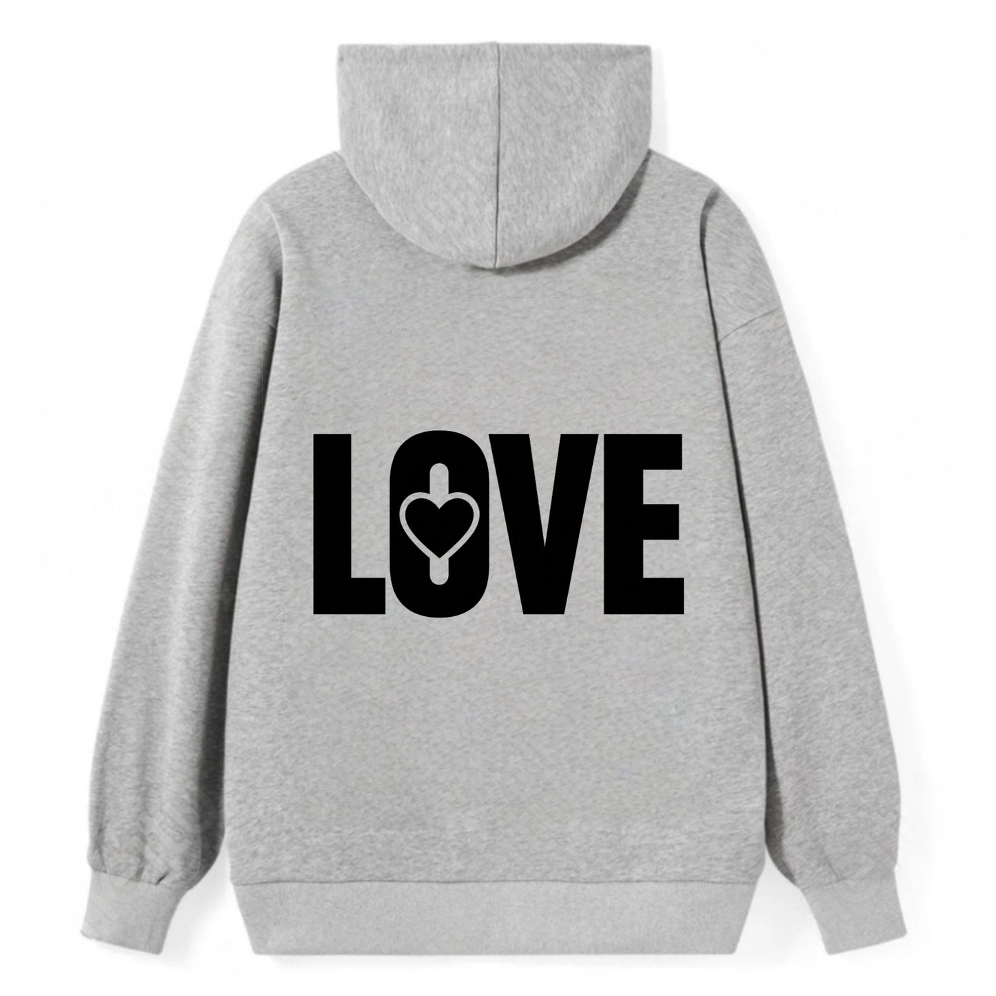 Bold typography design - "LOVE" - universal connection, heart centered - Classic Pullover Hoodie - Grey