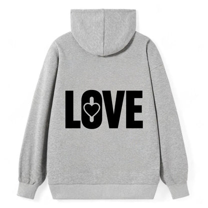 Bold typography design - "LOVE" - universal connection, heart centered - Classic Pullover Hoodie - Grey