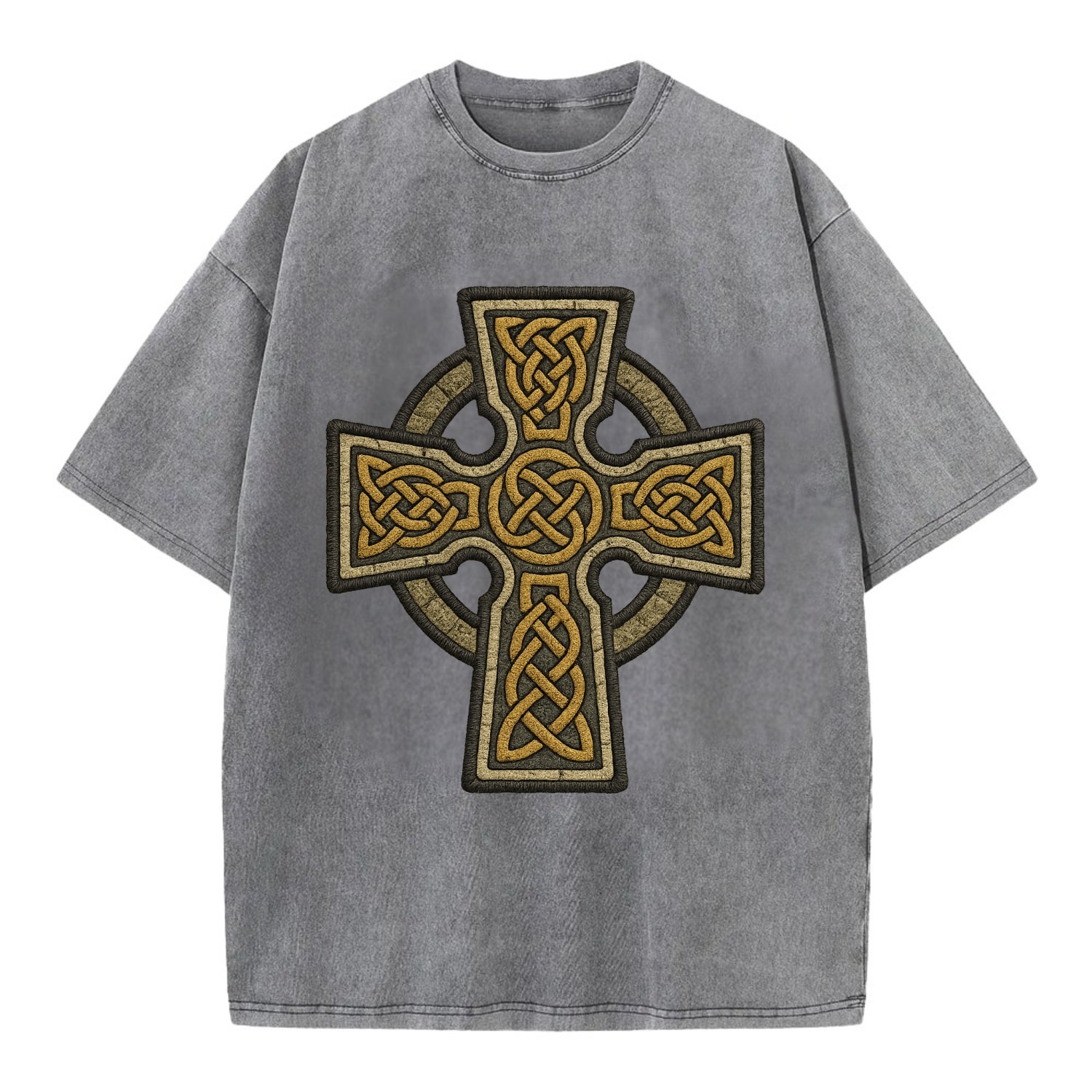 Celtic Cross  - Vintage T-shirt - Grey