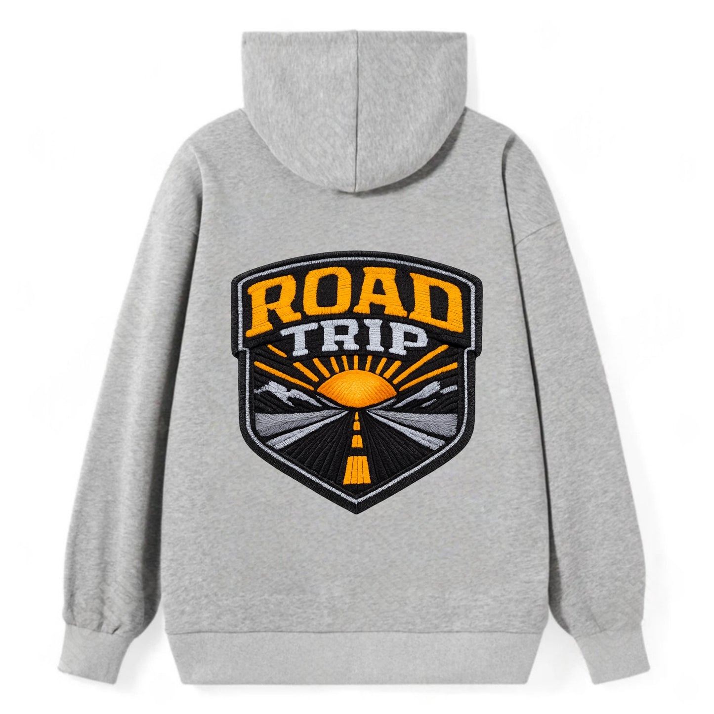 ROAD TRIP - highway and sun in orange and gray , open road - Classic Pullover Hoodie - Grey