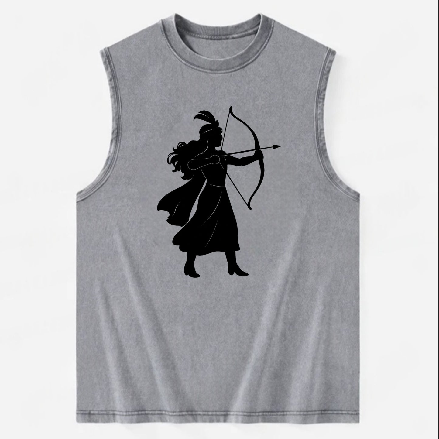 Warrior princess with bow and arrow - Vintage Washed Tank - Grey