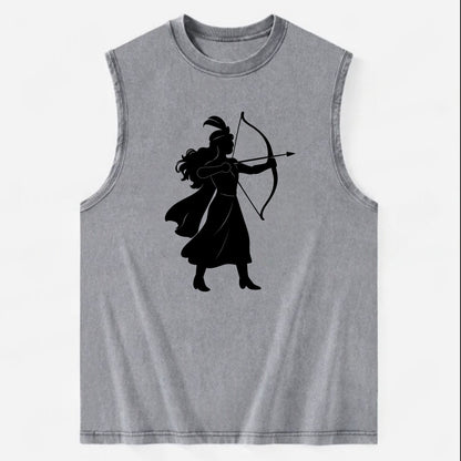 Warrior princess with bow and arrow - Vintage Washed Tank - Grey