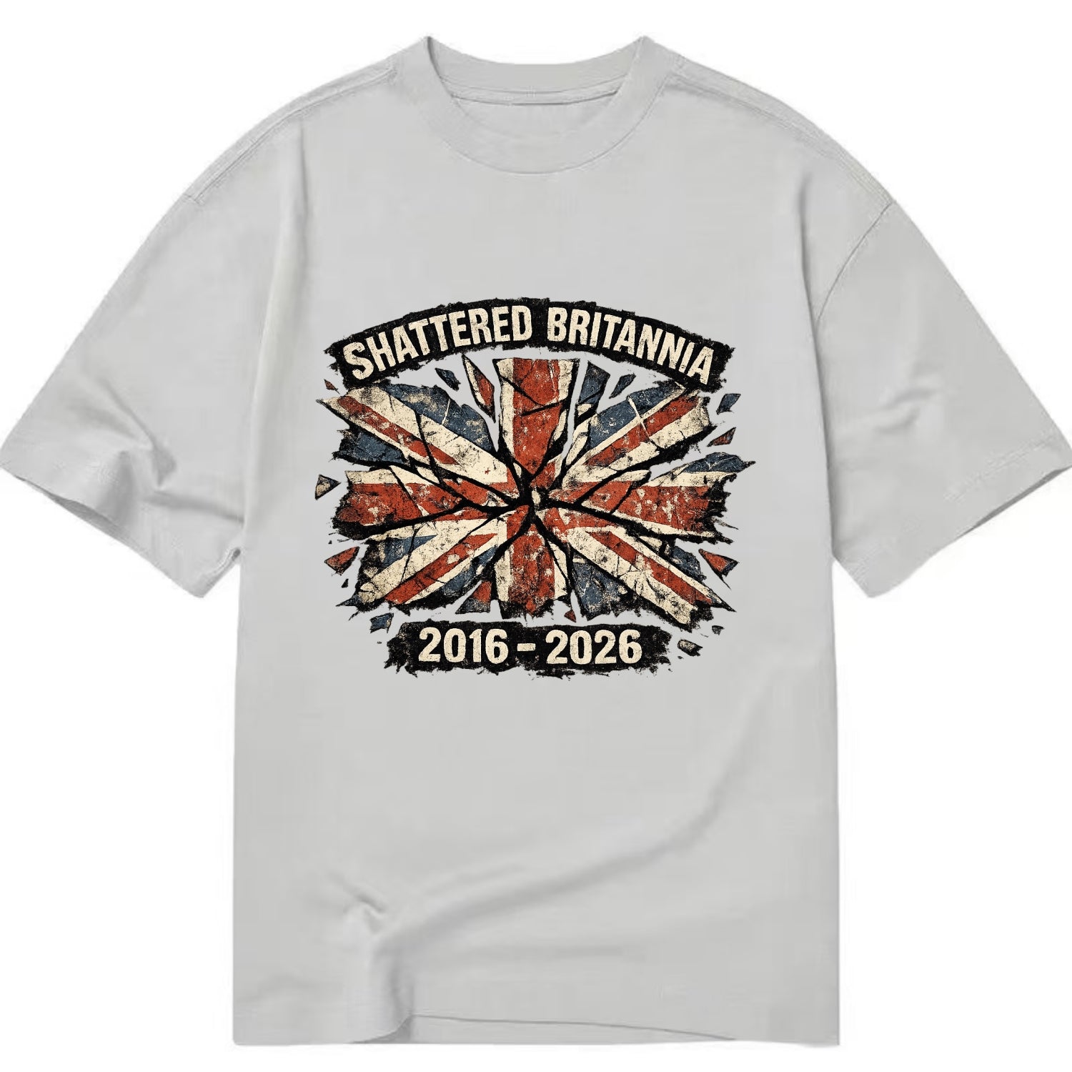 SHATTERED BRITANNIA | Cracked broken Union Jack | Fragmented glass effect | - Classic T-shirt - Grey