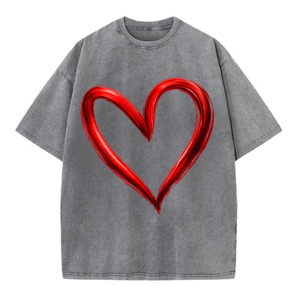 Love Heart - Vintage T-shirt - Grey