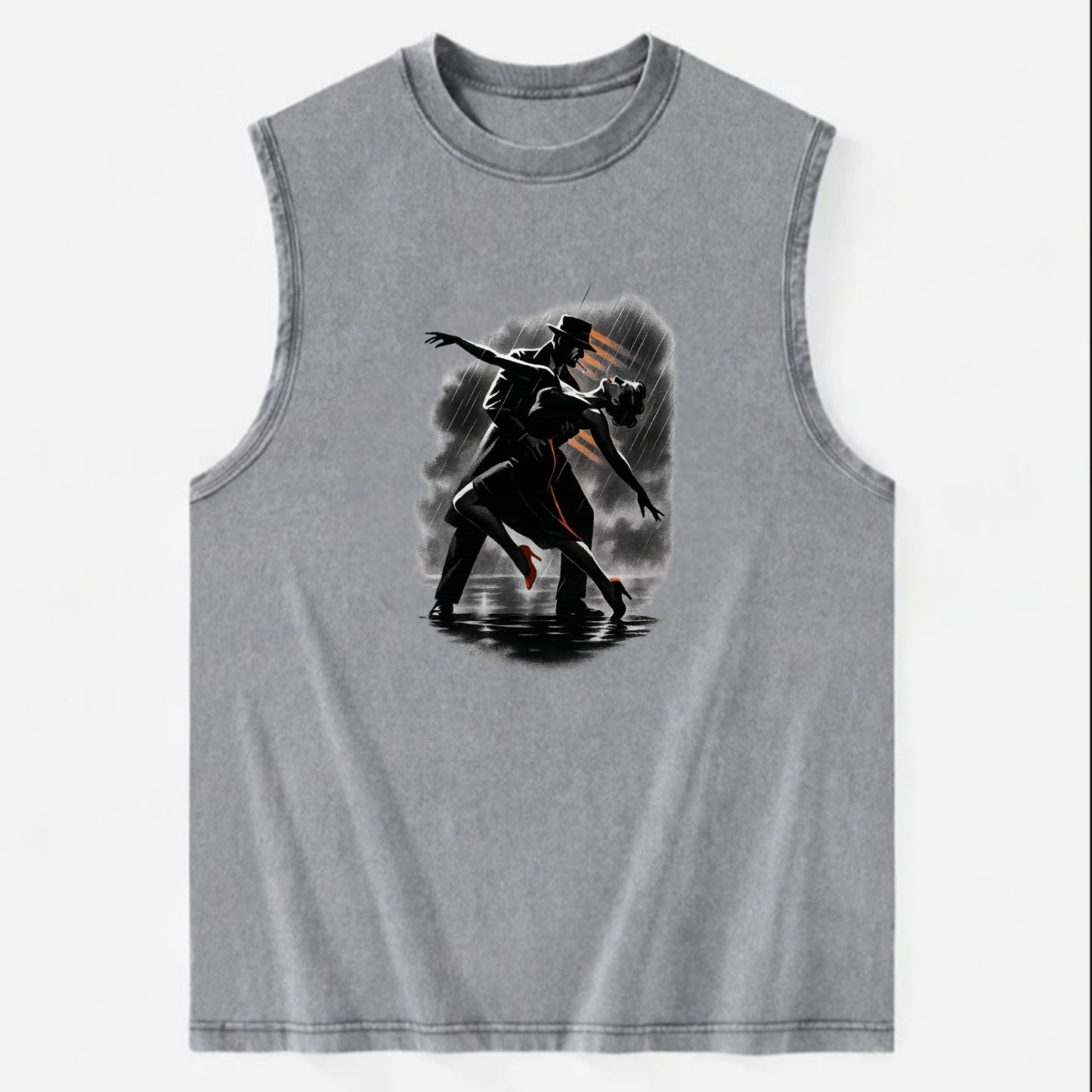 romantic dance pose with woman lifted in the air at lakeside - Vintage Washed Tank - Grey