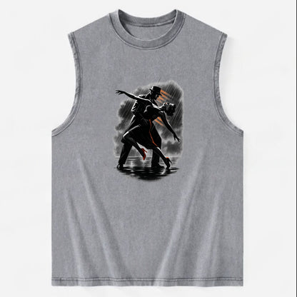 romantic dance pose with woman lifted in the air at lakeside - Vintage Washed Tank - Grey