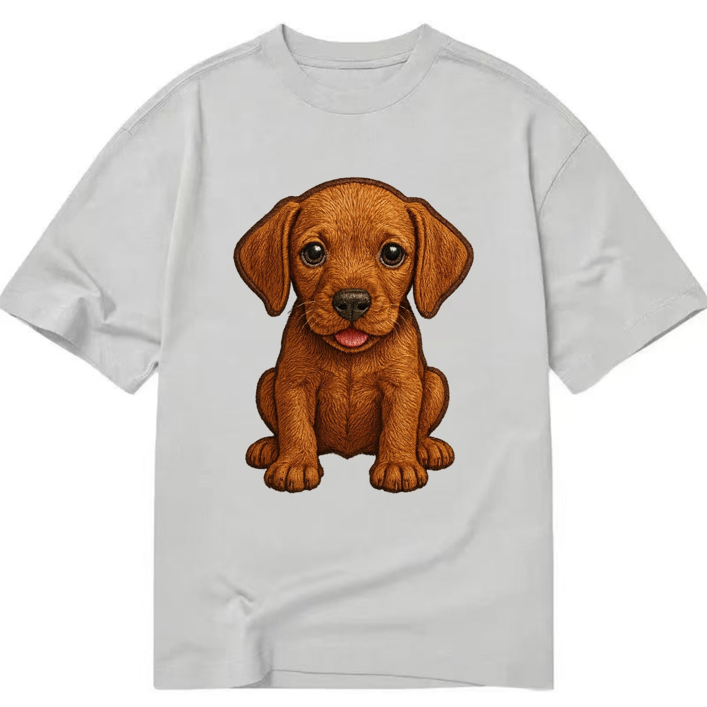 Baby Vizsla Puppy - golden rust coat, soulful eyes, athletic build, front-facing, - Classic T-shirt - Grey