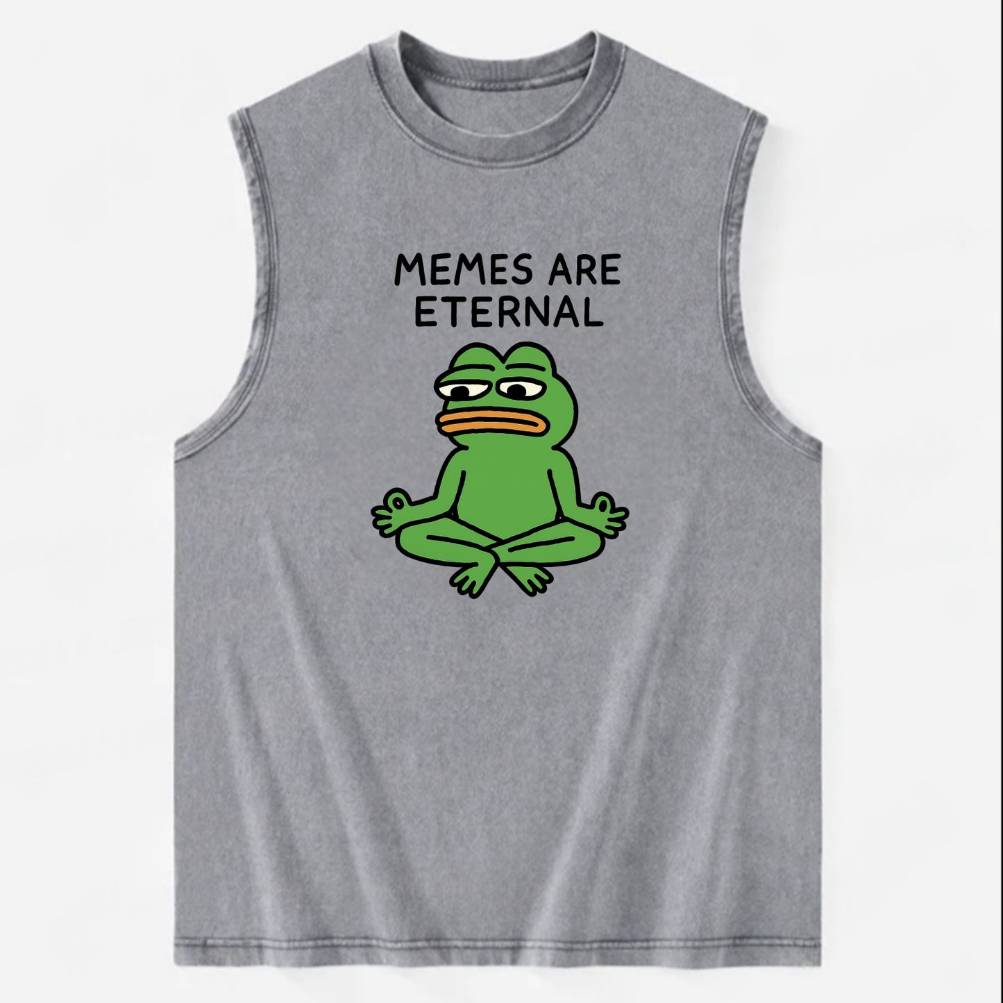 MEMES ARE ETERNAL | Immortal pepe meditating - Vintage Washed Tank - Grey