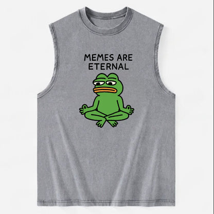 MEMES ARE ETERNAL | Immortal pepe meditating - Vintage Washed Tank - Grey