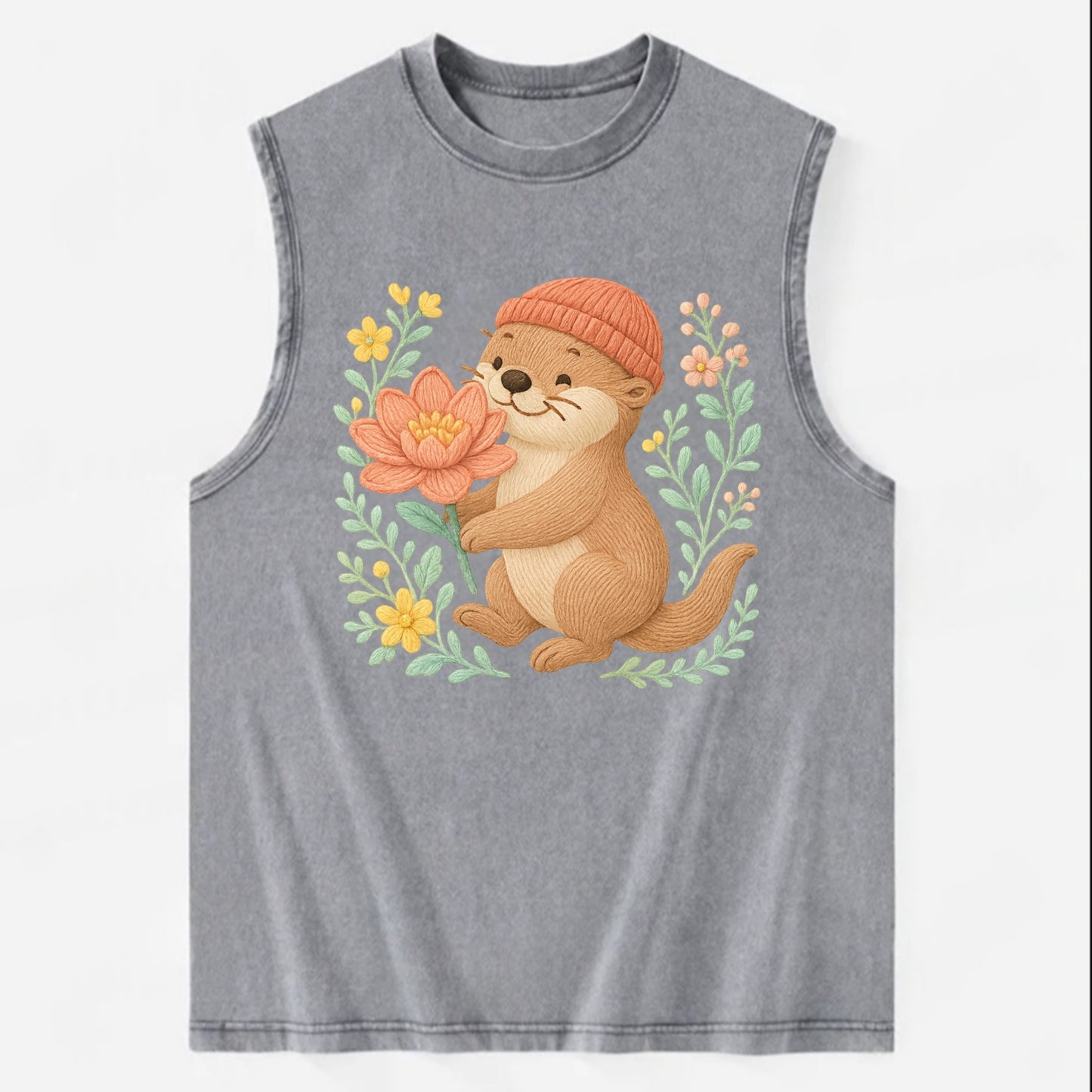 Peach Otter - Vintage Washed Tank - Grey