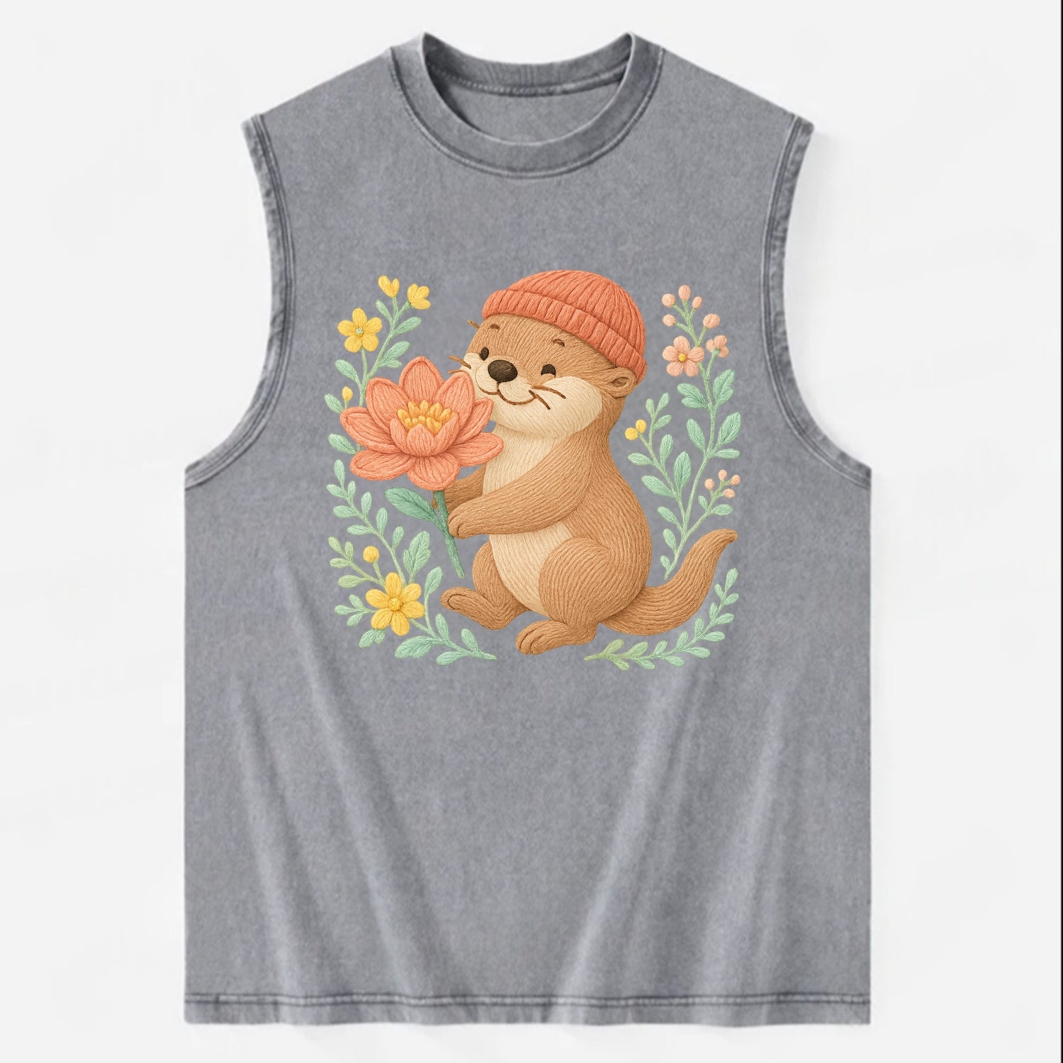 Peach Otter - Vintage Washed Tank - Grey
