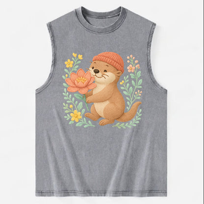 Peach Otter - Vintage Washed Tank - Grey