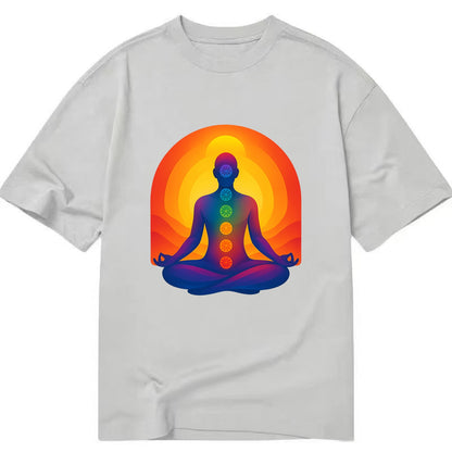 Sunset Meditation - Figure in lotus pose Classic T-shirt - Grey