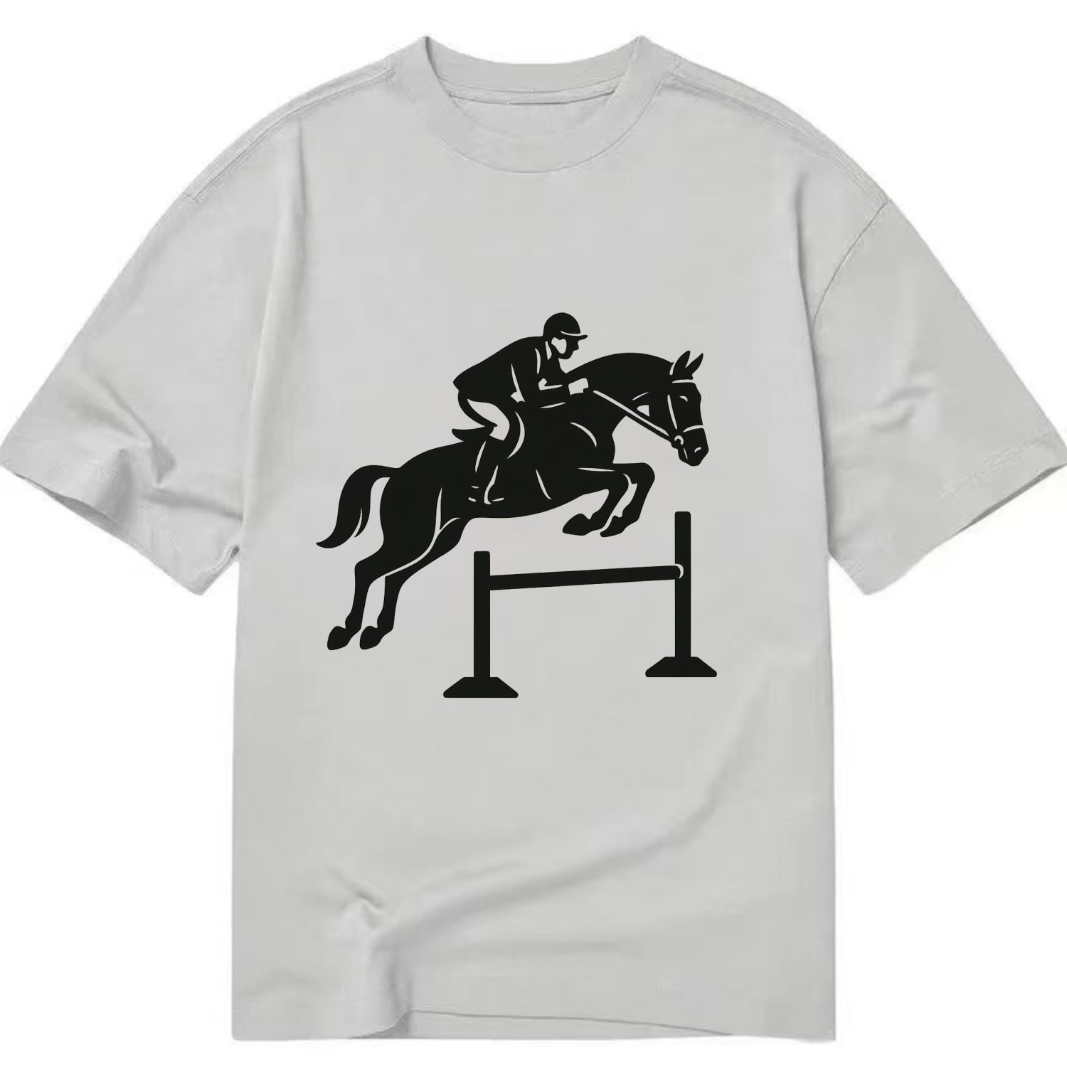 Equestrian jumping over obstacle - Classic T-shirt - Grey