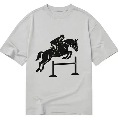 Equestrian jumping over obstacle - Classic T-shirt - Grey