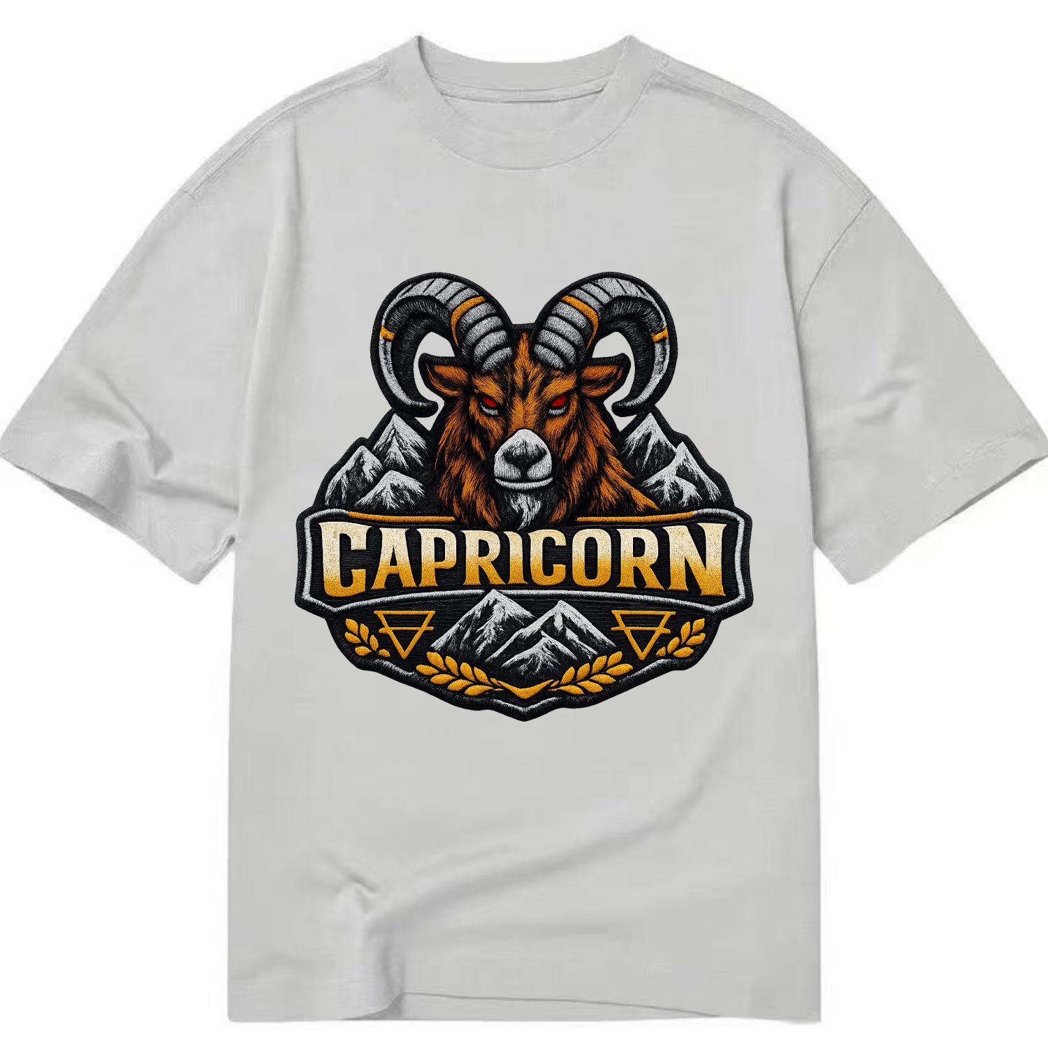 CAPRICORN GOAT - mountain goat in brown and gray , earth sign - Classic T-shirt - Grey