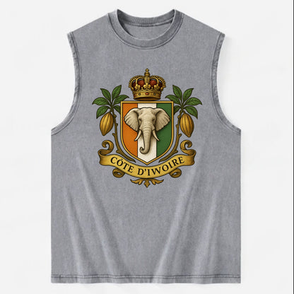 Ivory Coast Royal Logo  - Vintage Washed Tank - Grey