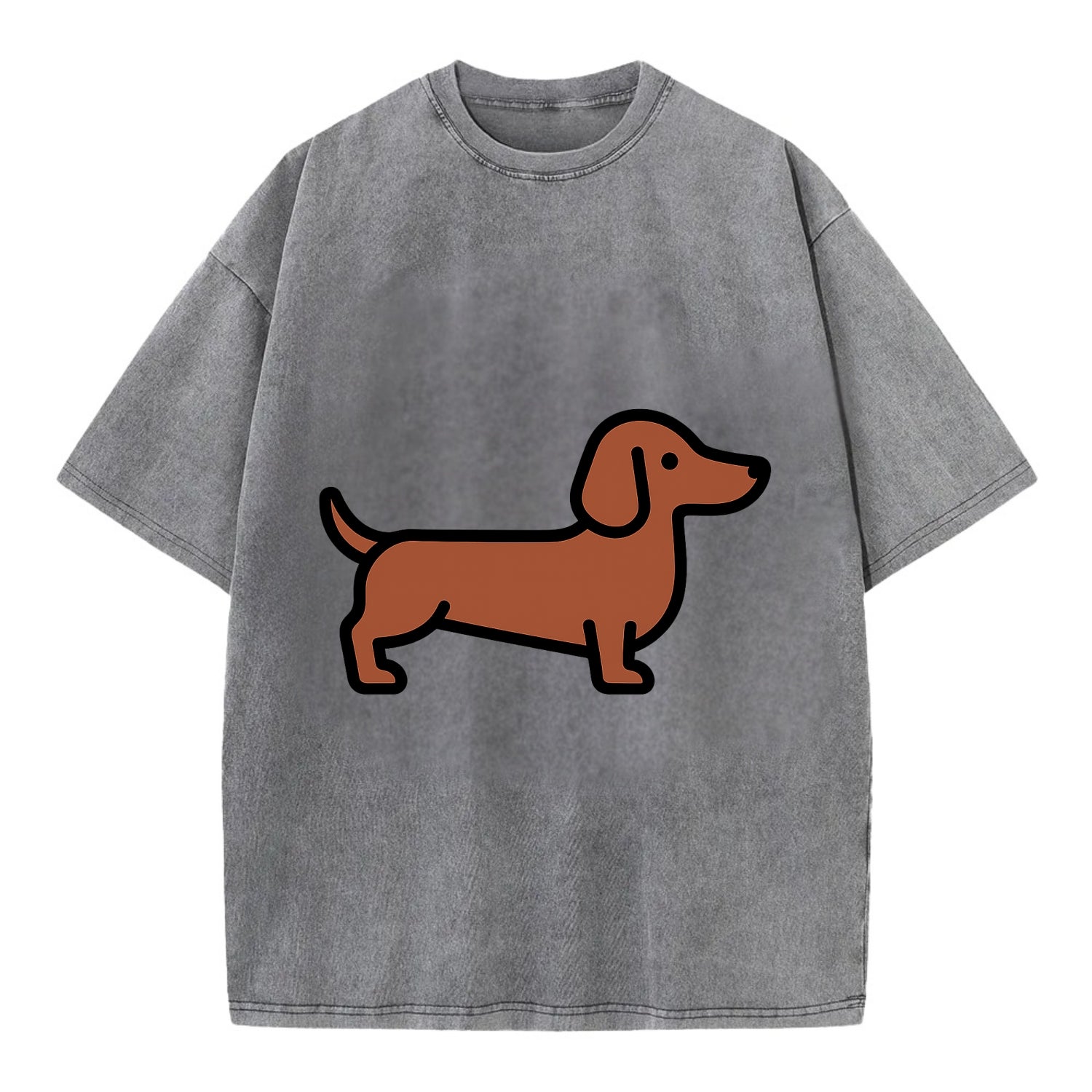 Dachshund - Red/brown smooth flat side profile - Vintage T-shirt - Grey